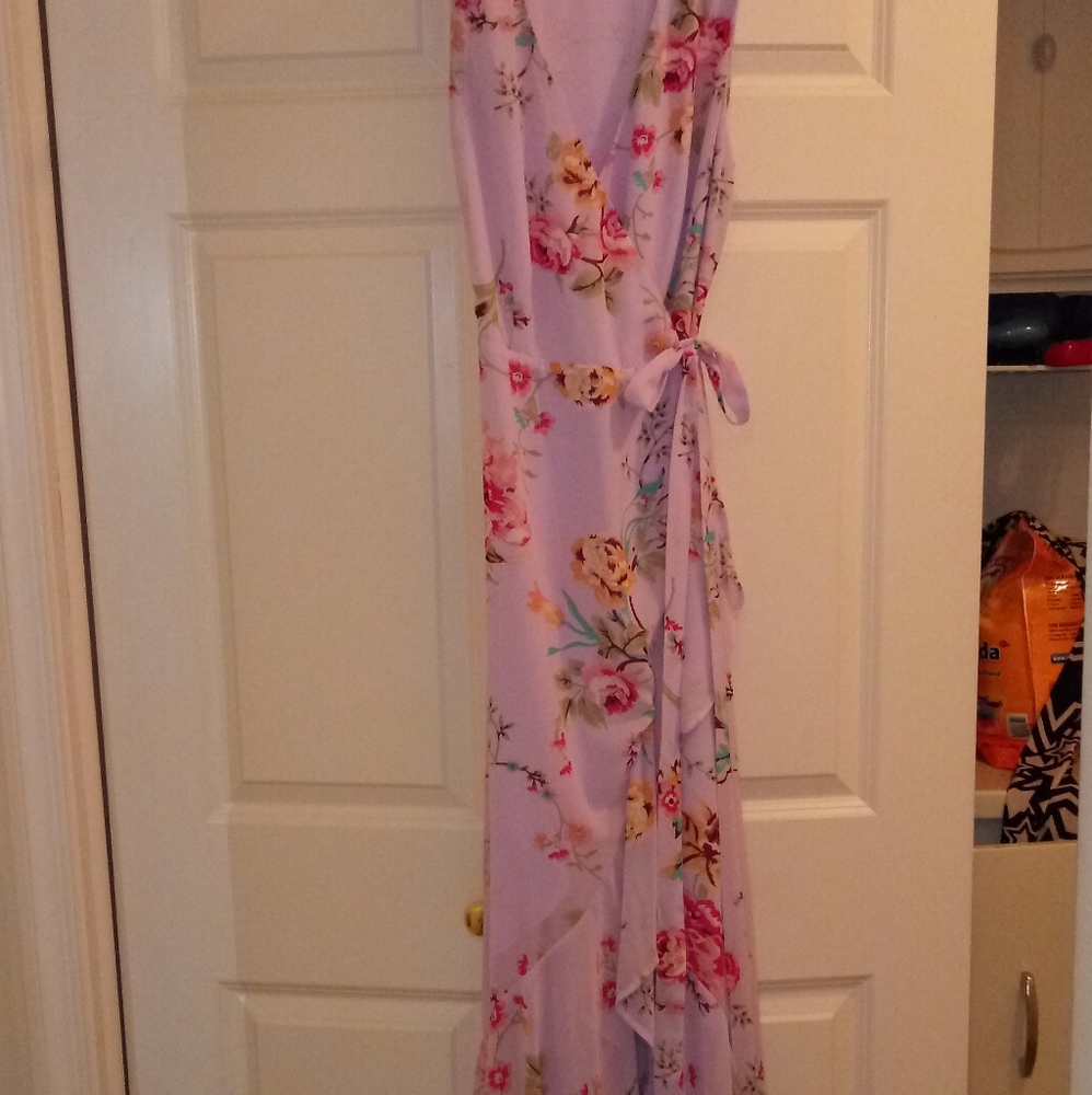 Long wrap around floral dress